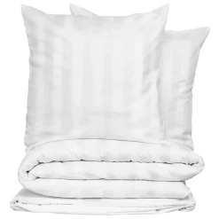 Housse de couette et deux taies satin de coton (240 x 220 cm) Isadora Blanche