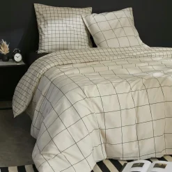 Housse de couette et deux taies coton (260 x 240 cm) Carrie Beige