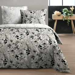 Housse de couette et deux taies d'oreiller en coton (240 x 220 cm) Surya Noir
