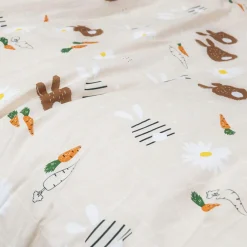 Housse de couette et deux taies enfant coton (240 x 220 cm) Pompon Marron