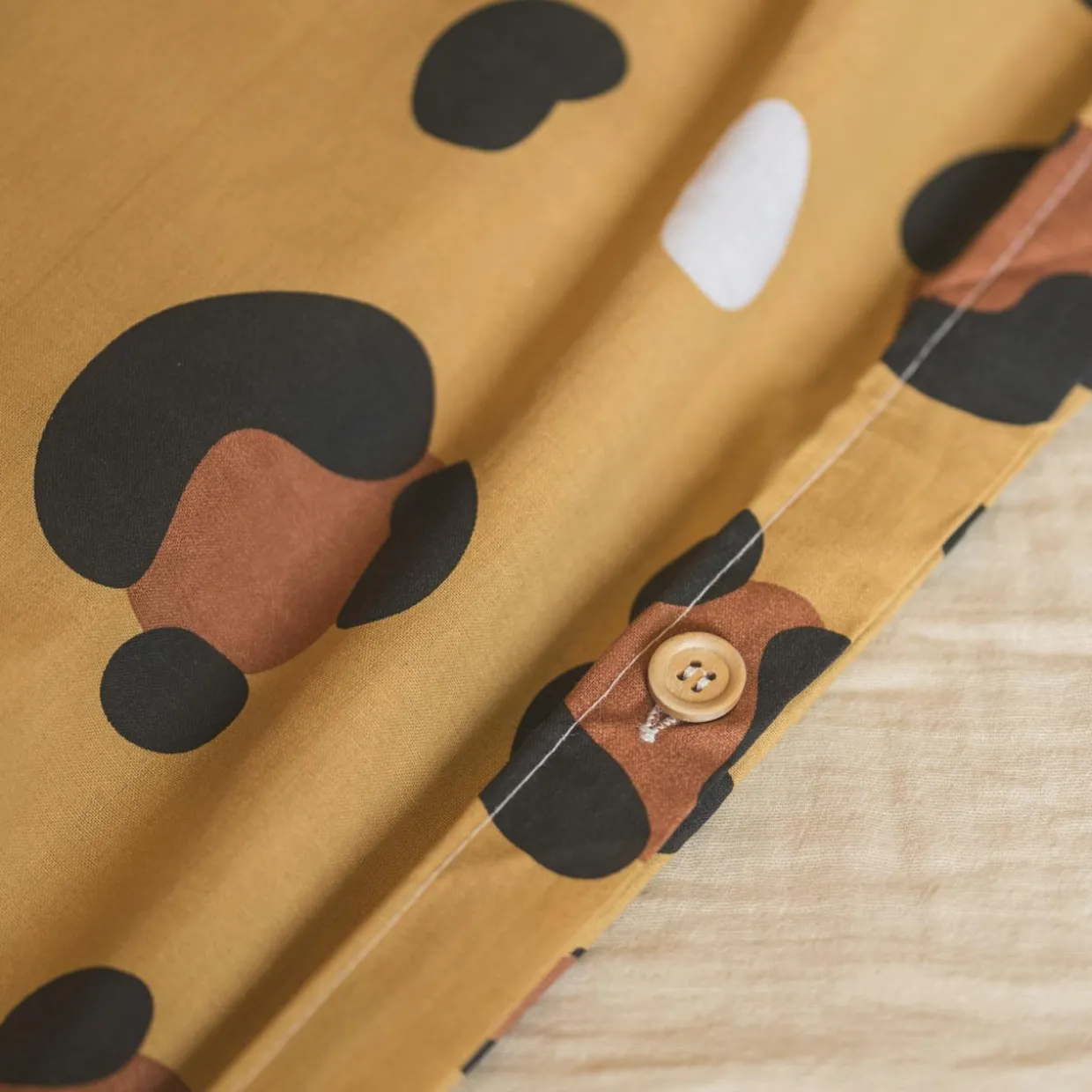 Housse de couette et deux taies enfant coton (200 x 200 cm) Lola Caramel