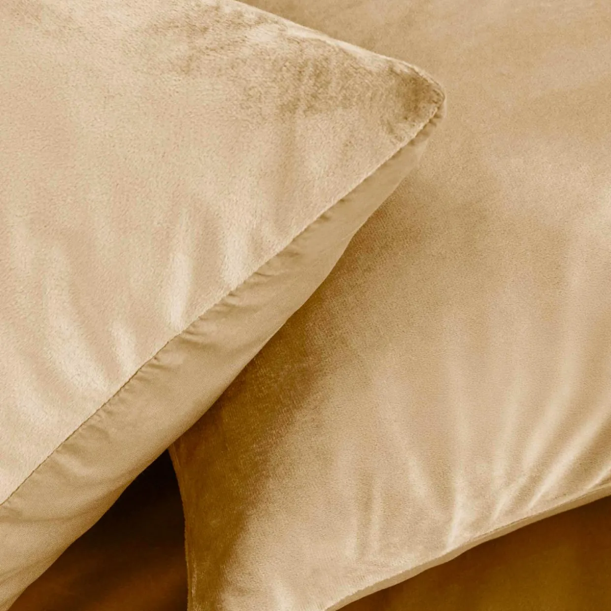 Housse de couette et deux taies d'oreiller velours (240 x 220 cm) Velina Beige sable
