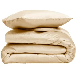 Housse de couette et deux taies d'oreiller velours (240 x 220 cm) Velina Beige sable