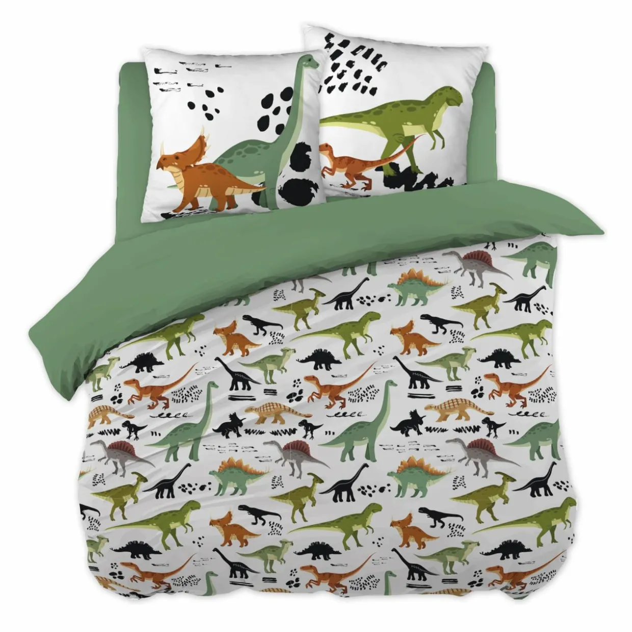 Housse de couette et deux taies enfant coton (240 x 220 cm) Cretace Verte