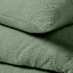 Housse de couette et deux taies d'oreiller bouclette (240 x 220 cm) Helena Vert cédre