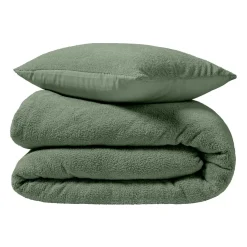 Housse de couette et deux taies d'oreiller bouclette (240 x 220 cm) Helena Vert cédre