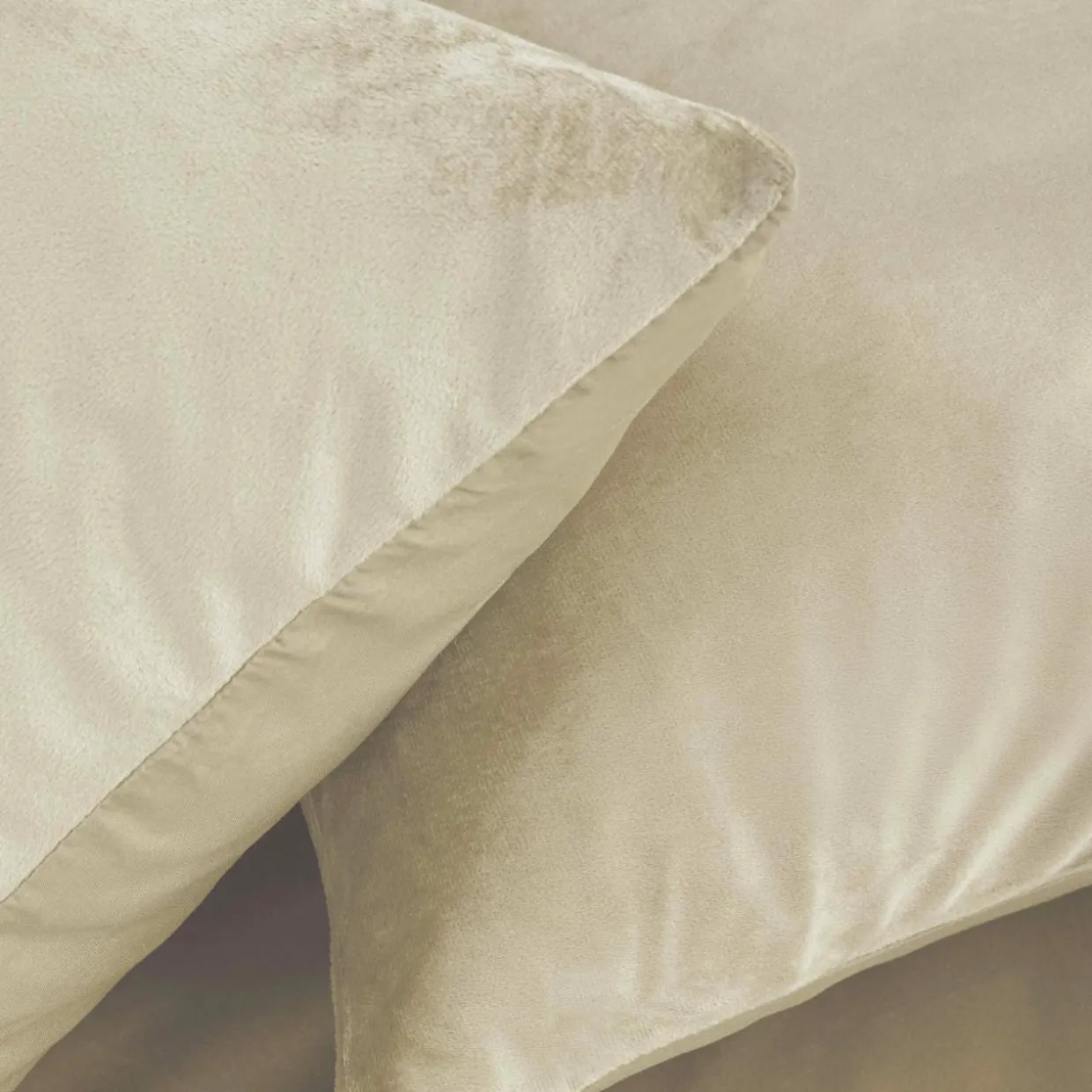 Housse de couette et deux taies d'oreiller velours (240 x 220 cm) Velina Ecru