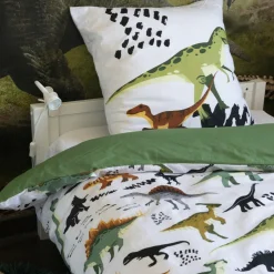 Housse de couette et deux taies enfant coton (200 x 200 cm) Cretace Verte