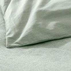 Housse de couette et deux taies d'oreiller coton (240 x 220 cm) Meline Vert sauge