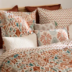 Housse de couette et deux taies coton (240 x 220 cm) Ikat Multicolore
