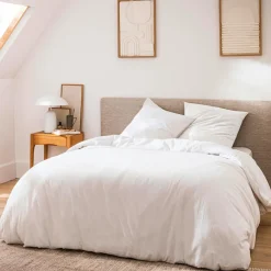 Housse de couette et deux taies d'oreiller coton (260 x 240 cm) Meline Blanc