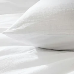 Housse de couette et deux taies d'oreiller coton (260 x 240 cm) Meline Blanc