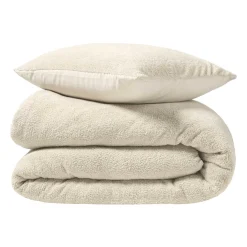Housse de couette et deux taies d'oreiller bouclette (240 x 220 cm) Helena Ecru