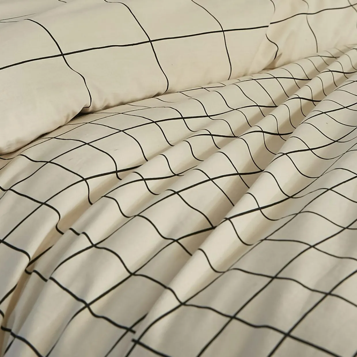 Housse de couette et deux taies coton (240 x 220 cm) Carrie Beige