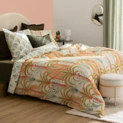 Housse de couette et deux taies percale de coton (240 x 220 cm) Janice Multicolore