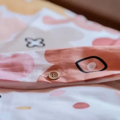 Housse de couette et une taie enfant coton (140 x 200 cm) Barbotine Multicolore