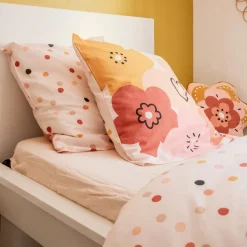 Housse de couette et une taie enfant coton (140 x 200 cm) Barbotine Multicolore