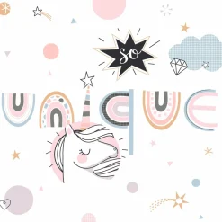 Housse de couette et une taie enfant coton (140 x 200 cm) Licorne Rose