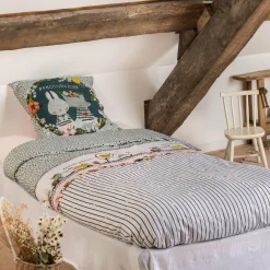 Housse de couette et une taie enfant coton (140 x 200 cm) Jardinage Multicolore