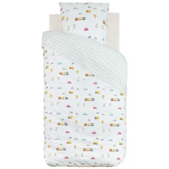Housse de couette et une taie enfant coton (140 x 200 cm) Voitures Multicolore