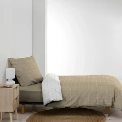 Housse de couette et une taie d'oreiller en coton (140 x 200 cm) Cadria Blanc