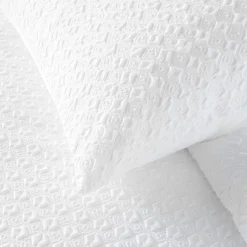 Housse de couette et une taie d'oreiller microfibre gaufrée (140 x 200 cm) Litea Blanc