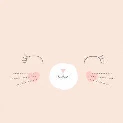 Housse de couette et une taie enfant coton (140 x 200 cm) Chat Rose