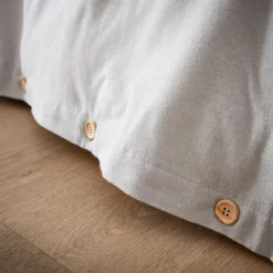 Housse de couette flanelle de coton (260 x 240 cm) Nina Gris clair