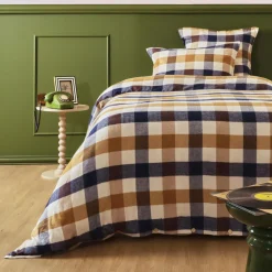 Housse de couette flanelle de coton (140 x 200 cm) Nina carreaux Multicolore