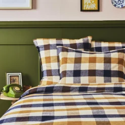 Housse de couette flanelle de coton (200 x 200 cm) Nina carreaux Multicolore
