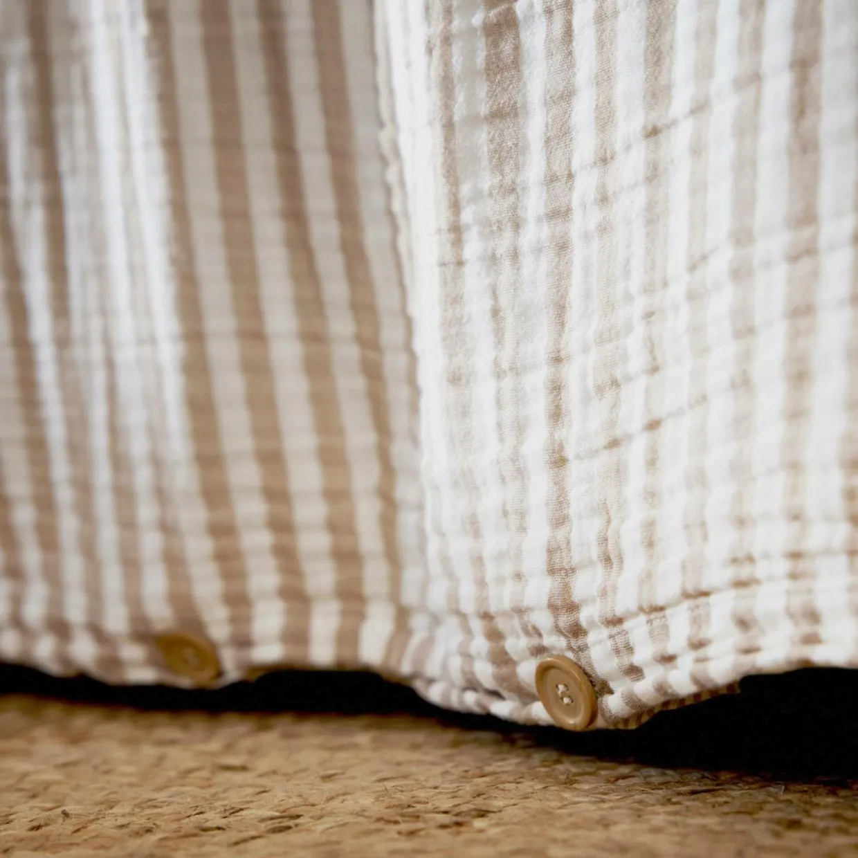 Housse de couette gaze de coton (260 x 240 cm) Gaïa rayures Ficelle