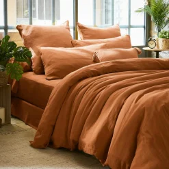 Housse de couette gaze de coton (280 x 240 cm) Gaïa Abricot