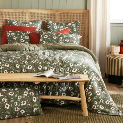 Housse de couette gaze de coton (240 x 220 cm) Gaïa marguerite Vert romarin