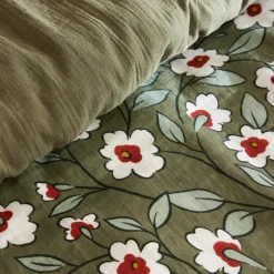 Housse de couette gaze de coton (240 x 220 cm) Gaïa marguerite Vert romarin