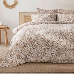 Housse de couette gaze de coton (260 x 240) Constance Beige pampa