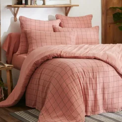 Housse de couette gaze de coton (240 x 220 cm) Gaïa Match Rose pêche