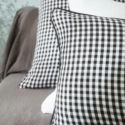 Housse de couette gaze de coton (280 x 240 cm) Gaïa vichy Noir