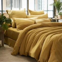 Housse de couette gaze de coton (200 x 200 cm) Gaïa Jaune safran