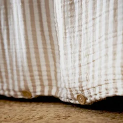 Housse de couette gaze de coton (280 x 240 cm) Gaïa rayures Ficelle