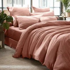Housse de couette gaze de coton (260 x 240 cm) Gaïa Rose pêche