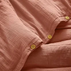 Housse de couette gaze de coton (260 x 240 cm) Gaïa Rose pêche