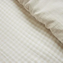 Housse de couette gaze de coton (260 x 240 cm) Gaïa vichy Beige