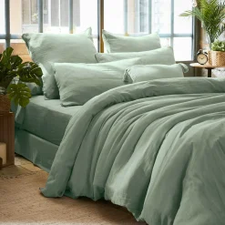 Housse de couette gaze de coton (280 x 240 cm) Gaïa Vert eucalyptus