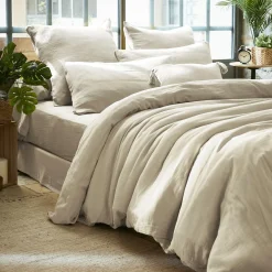 Housse de couette gaze de coton (200 x 200 cm) Gaïa Beige pampa