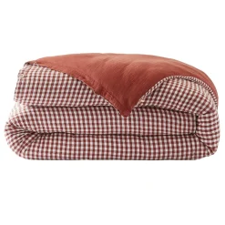 Housse de couette gaze de coton (280 x 240 cm) Gaïa vichy Terracotta