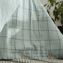 Housse de couette gaze de coton (260 x 240 cm) Gaïa Match Vert eucalyptus