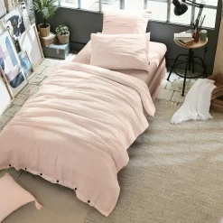 Housse de couette gaze de coton (140 x 200 cm) Gaïa Rose poudré