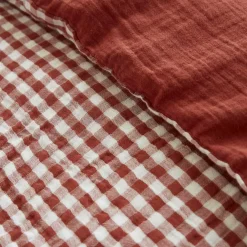 Housse de couette gaze de coton (260 x 240 cm) Gaïa vichy Terracotta