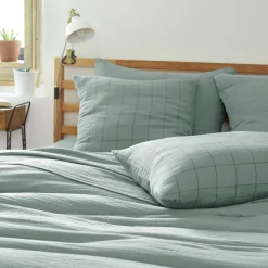 Housse de couette gaze de coton (140 x 200 cm) Gaïa Match Vert eucalyptus