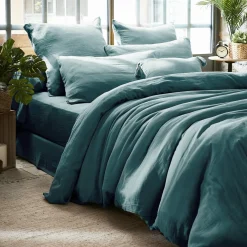 Housse de couette gaze de coton (200 x 200 cm) Gaïa Bleu canard